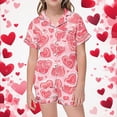 thumbnail image 3 of YUEHUA Toddler Girls Floral Silk Pajamas Short Sleeve Button-Up Top Shorts Summer 2PC Valentine's Day Flowers Satin Pajamas Set, Size 8-9 Years, 3 of 5