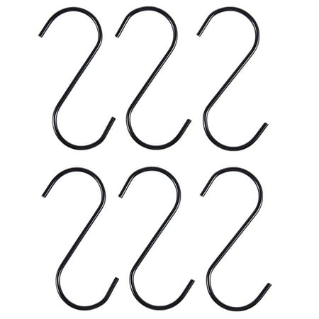

6 PCS Black Stainless Steel S Shape Hook Mount for Clothes Hat