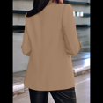 thumbnail image 4 of Blazer de Larga para Mujer, Informal, de Negocios, con Abertura Frontal, para Trabajo y Oficina. Caqui XL, 4 of 6