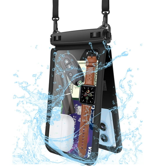 Tekcoo Double Space Detachable Waterproof Phone Case [1-Pack] IPX8 Pouch Lanyard Dry Bag for iPhone 14/13/12/11 Pro Max/Pro/Xr/Xs/SE, Galaxy S23/S22/S21/S20/Note 20/10/A14/A13/A54/A03S/A23 up to 7"