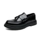 thumbnail image 2 of Mocasines sin cordones con plataforma y borlas de cuero para hombre NouriRon Black, 2 of 8