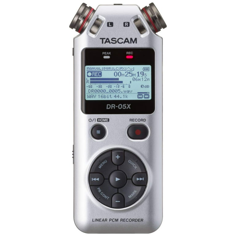Tascam DR-05X Stereo Handheld Digital Audio Recorder with USB Audio  Interface (Silver) + Sandisk Micro SDHC 16GB, Auxiliary Cable, Batteries &  Fibertique Microfiber Cleaning Cloth 