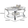 thumbnail image 5 of Wooden Oval Cocktail Table with Glass Top and Open Bottom Shelf Brown- Saltoro Sherpi, 5 of 6