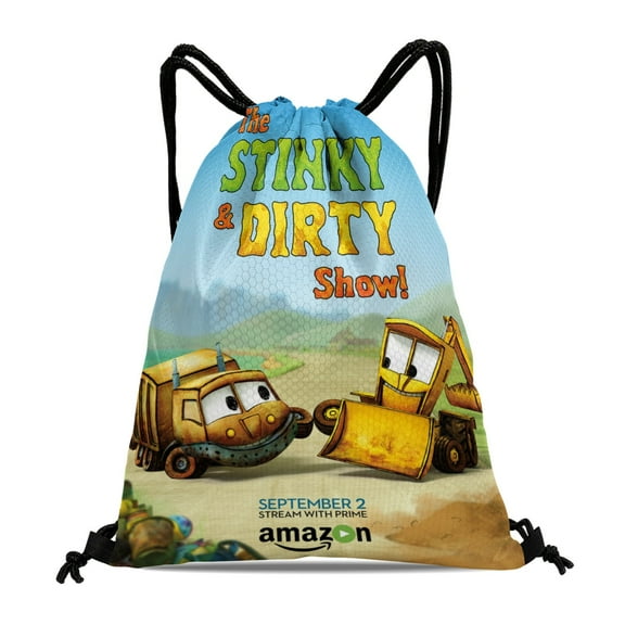 Stinky and Dirty Drawstring Backpack Bag Party Favors Goodies Merch Gym Waterproof Swimming Beach Fans