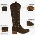 thumbnail image 3 of Ecetana Cowboy Boots for Women Western Booties Wide Calf Rivet Chunky Heel Boots, 3 of 5