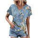 thumbnail image 1 of Mujeres de Verano Superior, V-Cuello Casual Camiseta de Moda de Manga Corta Hecha de Cómodo Estante de Imitación para Toda la Temporada de Uso Diario, Camisetas Cortas para Mujeres, 1 of 4