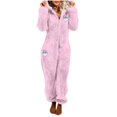 thumbnail image 3 of QATAINLAV Women's Cute Onesie Pajamas Warm Plush Hooded Jumpsuit Long Sleeve Fleece Sleepwear Christmas Gifts, Pink, XL, 3 of 5