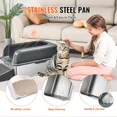 thumbnail image 5 of Extra Large Stainless Steel Cat Litter Box with High Sides, Anti-Splashing & Odor-Free, Includes Metal Scoop, 5 of 6