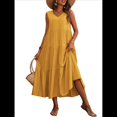 thumbnail image 3 of Vestidos de Verano para Mujer, Sin Mangas, Largos, con Escote en V, Informales, Fluidos y con . Cúrcuma L, 3 of 9