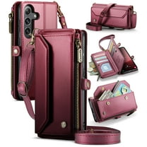 ShieldFlex for Samsung Galaxy S23  Wallet Case with 10 Card Slots Zipper Pocket,PU Leather Magnetic Flip Folio Wristlet Shoulder Strap S23 Plus 5G Phone Case Wallet for Women Men 6.7 Inch,Winered