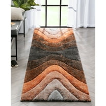 Well Woven Luze Orange Grey Hourglass Waves Geometric Thick Soft Plush 3D Textured Shag (2'7" x 9'10")