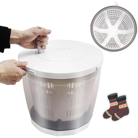 Miumaeov 2 in 1 Non-Electric Washing Machine, Grey Mini Manual Washing Machine for Clothes Hand Crank Washer for Camping, Apartments, RV