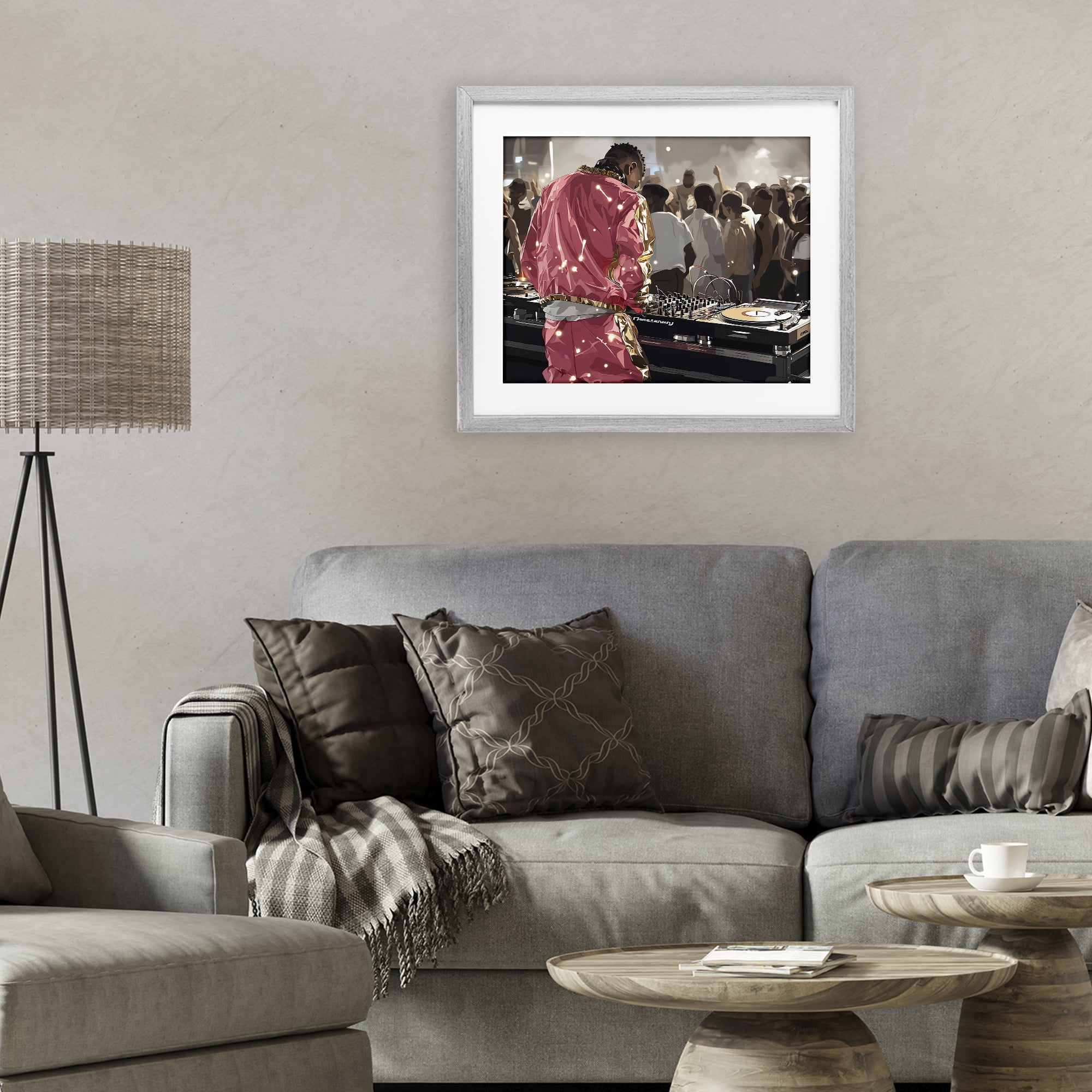 Stupell Industries DJ Performance At Nightclub Gray Framed Print Under Glass, design by Franklyn Gregory