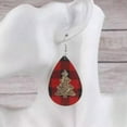 thumbnail image 3 of Teardrop Christmas Tree Drop Earrings Layer Glitter Leather Christmas Jewelry, 3 of 3