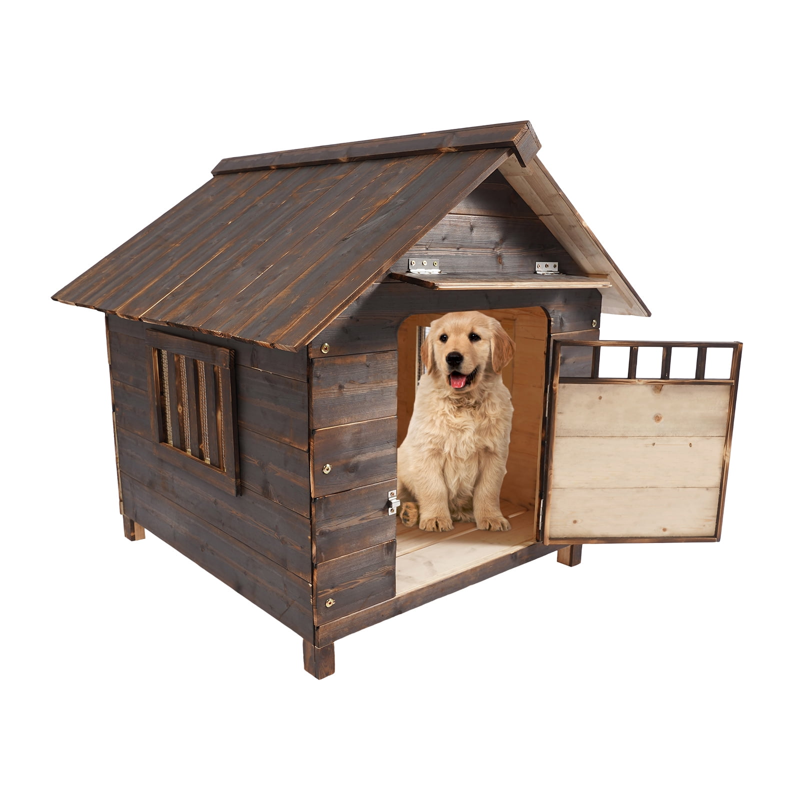 Dog House, Dog House With Window and Door, Pet House for Outdoor and Indoor Use or Pet Stores, or in Gardens, Backyards, Balconies, and Other Places (30.31*34.65*31.89in)