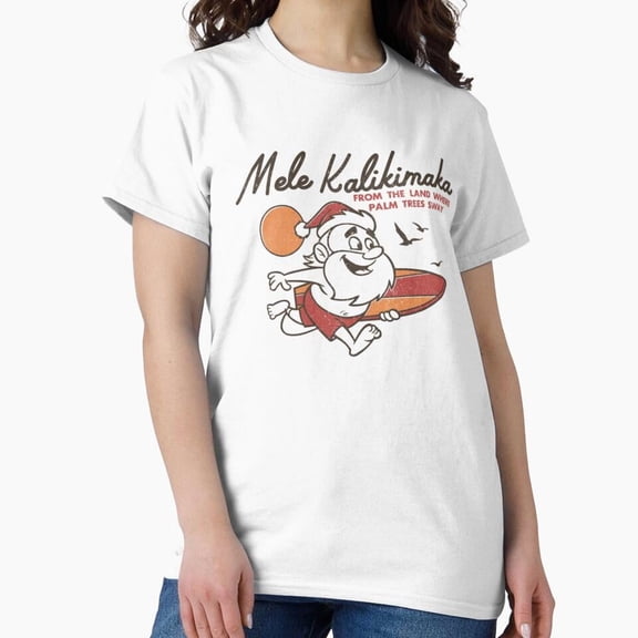Mele Kalikimaka Christmas Claus Surfing Holiday Graphic Unisex T-Shirt up to size 5XL