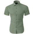 thumbnail image 3 of Hat and Beyond Men's Premium Short Sleeve Dress Shirts Solid Stretch Slim Fit, 3 of 4
