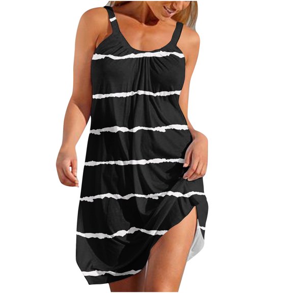 IROINNID Women's Sundress Summer Fashion Casual Sleeveless Comfortable Dress Prints Drop Waist Dress