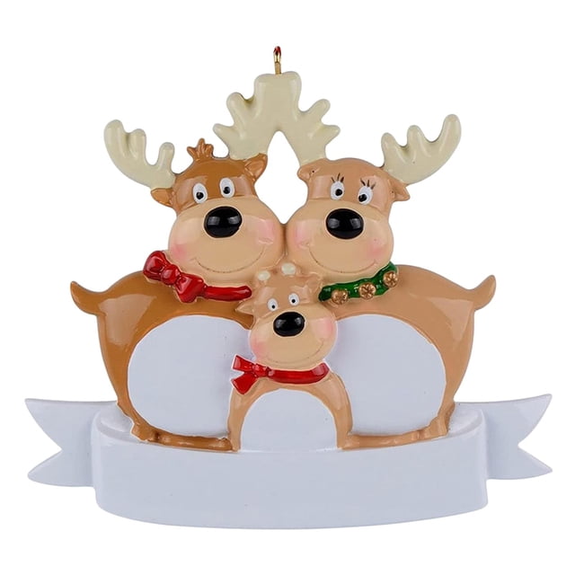 Adornos navideños personalizados Sunnimix ciervo de Santa colgante de resina 3 cabezas