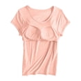 thumbnail image 6 of BODOAO Crop Tops for Women with Built In Bra Short Sleeve Scoop Neck Padded Shirt, Soft Stretch Fitted Basic Summer Tee for Yoga Workout Lounge Going Out Casual Outfits Orange M, 6 of 7