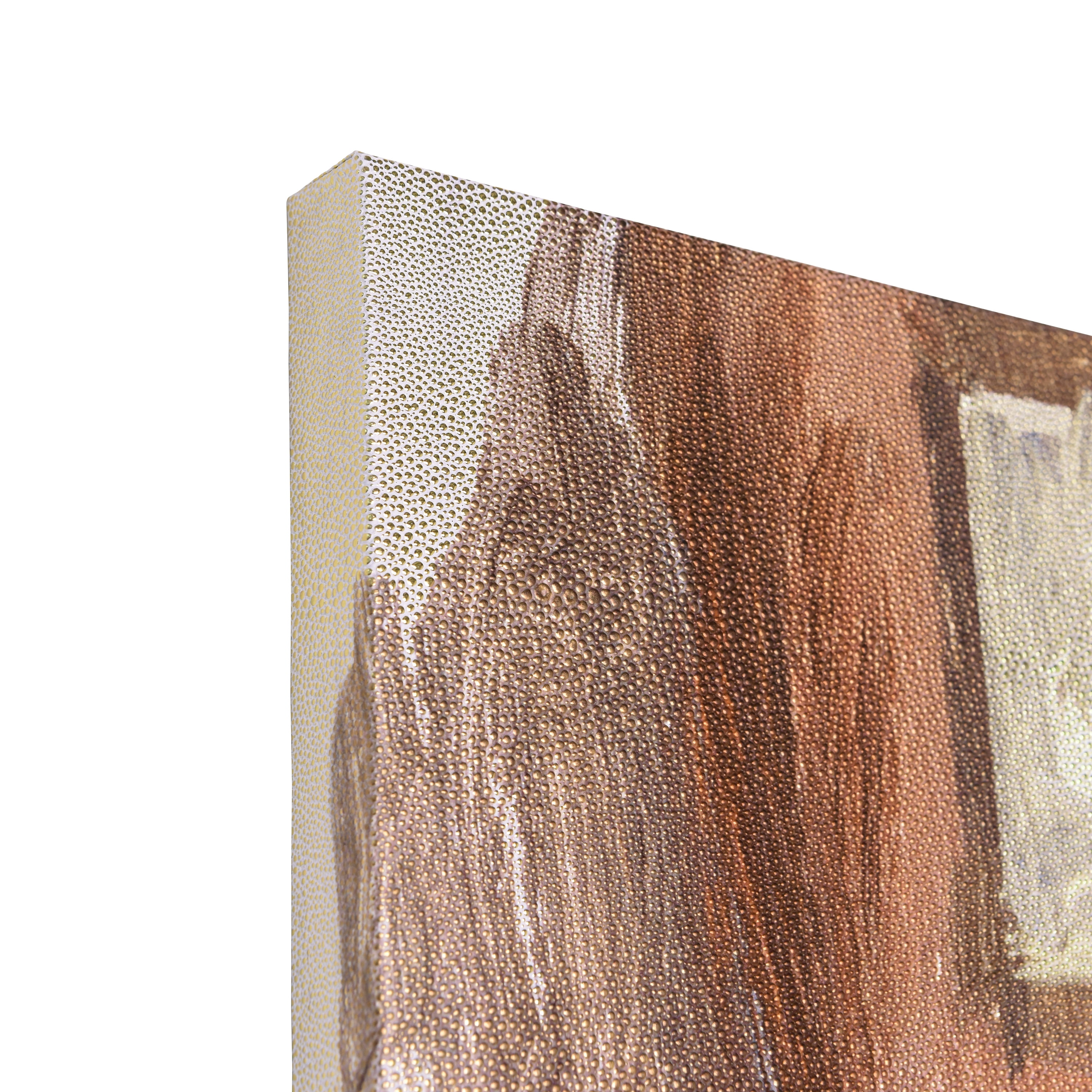 "Timeless Serenity I & II" Vase by the Window on Gold Metallic Shagreen Wrapped Canvas Wall Art Set, each sized 48"x36"