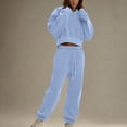 thumbnail image 3 of Womens Fashion New Sports Sweat Set Sweatsuit Fleece 2 Piece Joggers Tracksuit Outfits Crop Sweatshirt Sweatpants Sets All-Day Comfort Attire, 3 of 8