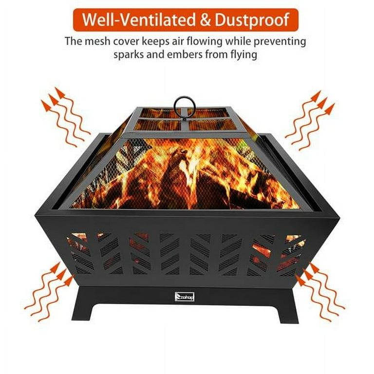 26 Inch Outdoor Wood Fire Four-Corner Pits / Heater / Heater / Black 26 Inch Outdoor Wood Fire Four-Corner Pits / Heater / Heater / Black