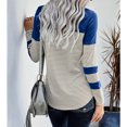 thumbnail image 4 of Camiseta de manga larga con rayas azules XXL y cuello redondo informal con dobladillo irregular para mujer, 4 of 6