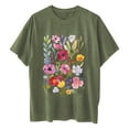 thumbnail image 4 of Sakmal Short Sleeve Tops for Women Plus Size Crew Neck Green Graphic Loose Fit Tunic Ladies Shirts for Summer, 4 of 7