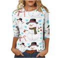 thumbnail image 2 of Pntutb - Camiseta holgada con estampado de moda para mujer, blusa de manga 3/4, cuello redondo, tops casuales Pntutb Pntutb-1328, 2 of 5
