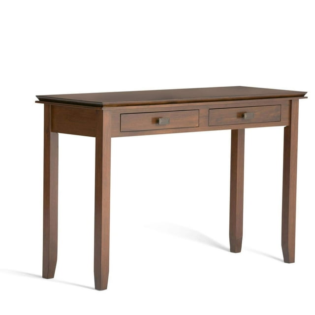 SIMPLIHOME Artisan Table Console Contemporaine Moderne en Bois Massif de 46 Pouces de Large pour Entrée, en Brun Roux, avec Rangement, 2 Tiroirs, pour le Salon, l'Entrée et la Chambre