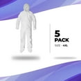 thumbnail image 2 of White Disposable Coveralls with Hood & Boots, 4X-Large. Pack of 5 Microporous Lab Coveralls for Men & Women. 60 GSM Painters Suit Disposable with Elastic Wrist, Lower Back, Zipper, 2 of 9