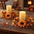 thumbnail image 6 of Set of 2 Autumn Sunflower Candle Ring Wreaths, Artificial Maple Twig Berry Mini Wreath for Thanksgiving Dining Table Centerpiece Decor (C), 6 of 6