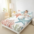 thumbnail image 4 of jejeloiu Kawaii Watercolor Coral Full Size Sheets,Underocean Animal Bed Sheets,Multicolor Starfish Sheet Sets For Children,Luxury Bedroom Decor,4-Piece, 4 of 7