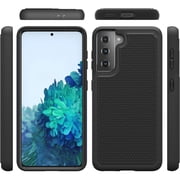 Samsung Galaxy S21 Plus (6.7) Case Textured Hybrid Shockproof Rugged Hard Plastic & Soft Silicone TPU Protective ,Xpm Phone Cover for Galaxy S21+ Plus - Black