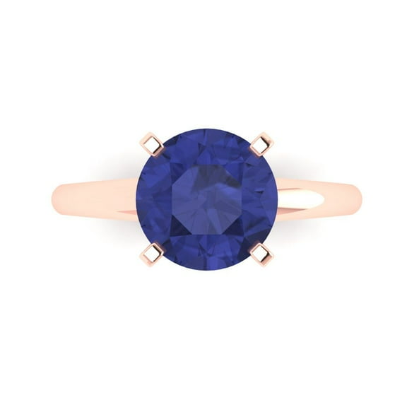 Clara Pucci 14K Rose Gold 2.5ct Tanzanite Solitaire Ring for Women