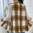 thumbnail image 5 of Plaid Vests for Women Lapel Sleeveless Jackets Button Front Checkered Shacket Lightweight Waistcoat Outerwear New Women's Vests Casual Fall Khaki XXL, 5 of 6