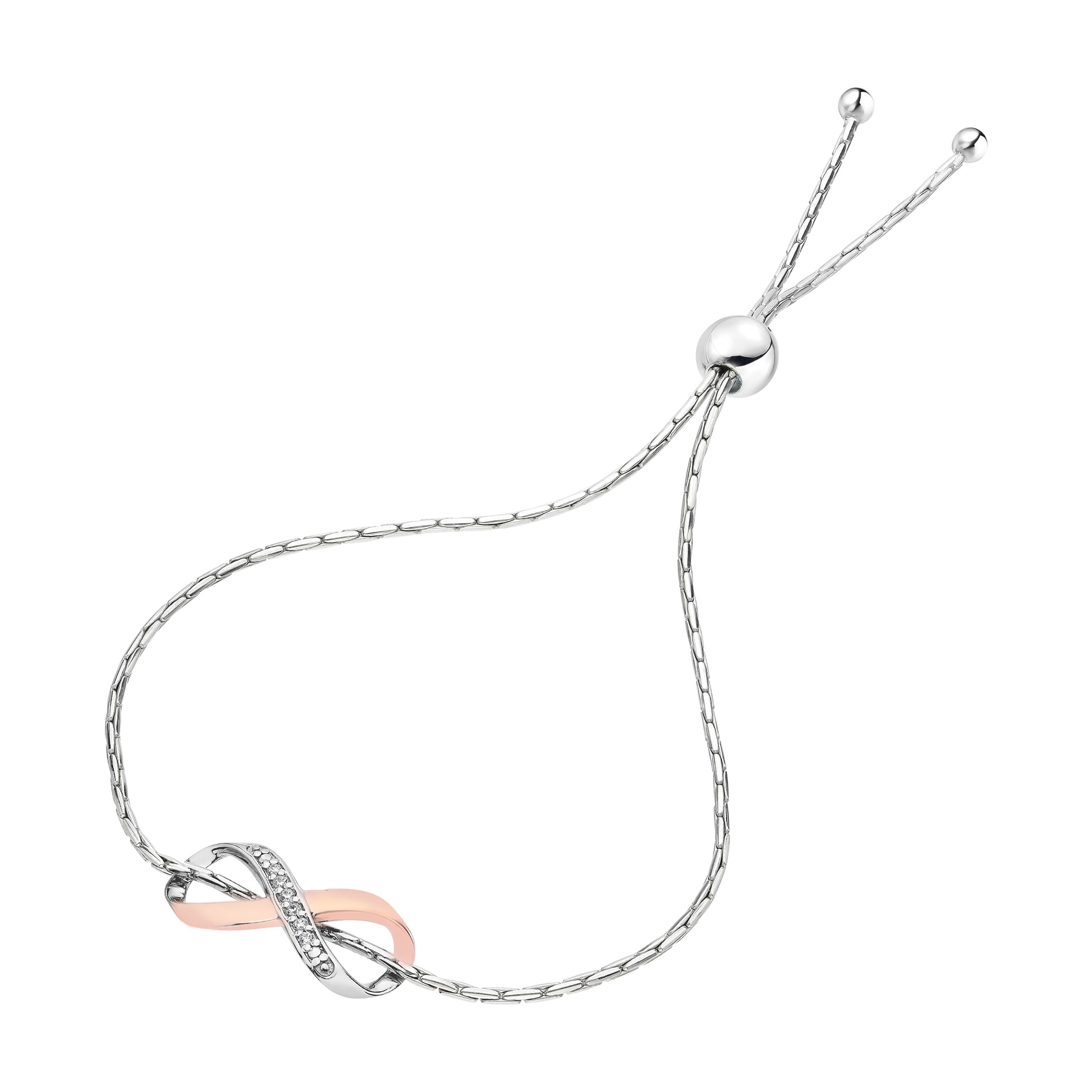 Jewels By Lux 925 Sterling Silver 1//8 CTW Diamond Heart Knot Pendant