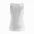 thumbnail image 5 of mgoYE Womens Tank Tops Casual Fashion V Neck Strappy Sequin Sparkle Shimmer Camisole Sleeveless Tanks Tops(Silver,L), 5 of 7