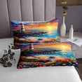 thumbnail image 3 of Erosebridal Romantic Beach Coverlet Set Queen, Colorful Flower Bedding Set, Marine Lighthouse Decor, 3 of 5