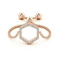 thumbnail image 2 of ANGARA Natural Diamond Open Hexagon Bolo Ring in 14K Rose Gold for Women (Size-0.9mm| Color-I-J| Clarity-I1-I2) | April Birthstone, Anniversary, Jewelry Gift for Women | Natural Diamond Ring, 2 of 9