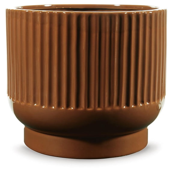 Signature Design by Ashley Avalyah 8" Ceramic Vase, Burnt Umber Indoor/Outdoor