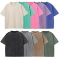 thumbnail image 2 of YATELLE Men's Cotton T-Shirt Plus Size Neutral Retro Short Sleeved Casual Loose Washed Solid Color Basic T-Shirt top, 2 of 4