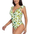 thumbnail image 3 of Goofa Cartoon Fruit Print Women's Ruffled One Piece Swimsuit V Neck, 3 of 7