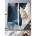 thumbnail image 2 of Abstract Geometric Sheer Curtains 108 inches Long 2 Panels Set Dynamic Deep Blue Gold Art Tiers Sheers Rod Pocket Small Window Short Curtains for Kitchen Cafe, Each 52" W x 108" L, 2 of 7