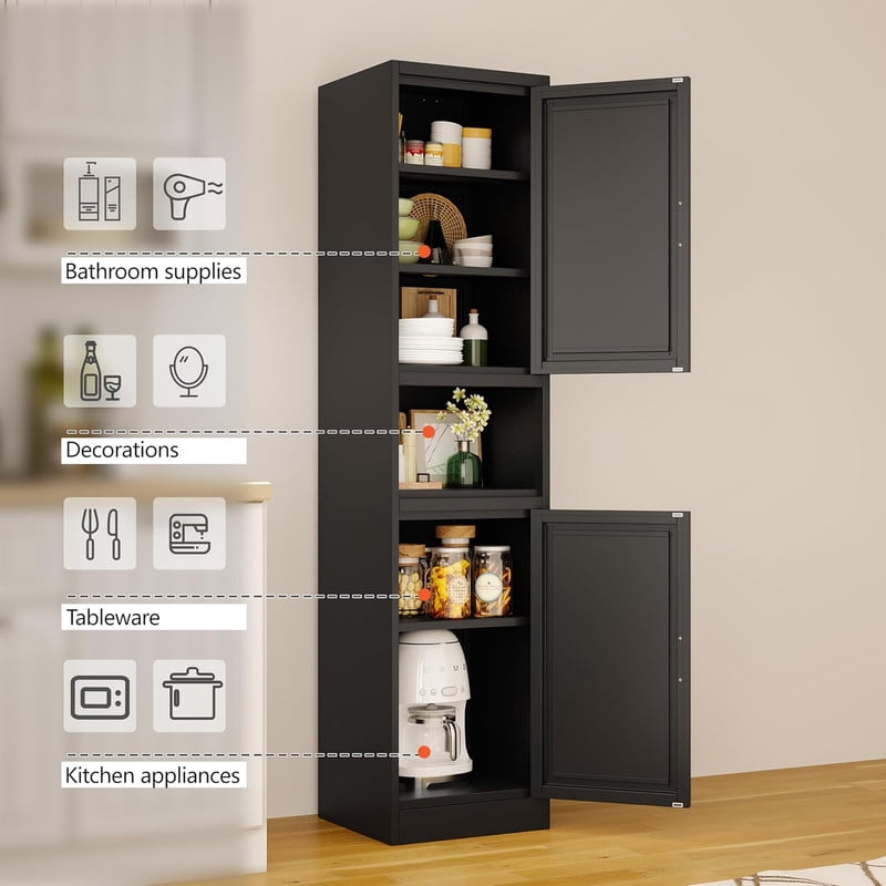 15.75"W Freestand Metal Tall and Thin Narrow Corner Storage Cabinet for Kitchen Bathroom Living Room