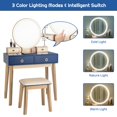 thumbnail image 6 of Giantex Vanity Set w/Lighted Mirror, Bedroom Dressing Table w/Padded Stool, 3-Color Touch-Screen Dimming Light & 4 Drawers, Blue, 6 of 8