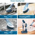 thumbnail image 4 of Brosse de Vaisselle avec Distribution de Savon, Brosse Multifonctions pour la Cuisine avec Poignée, 3 Brosses et Support Rigides de Remplacement, Brosse à Vaisselle de Distribution de Savon Profonde, 4 of 8