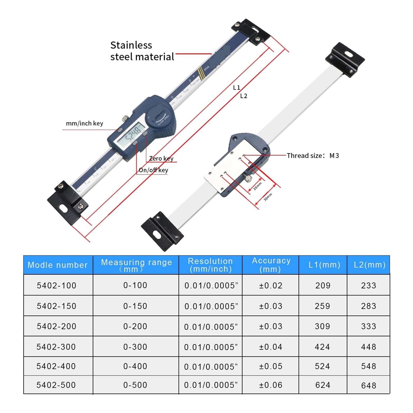 100 mm Stainless Steel Horizontal Linear Scale Type Digital Caliper LCD Display ,Accuracy Guaranteed