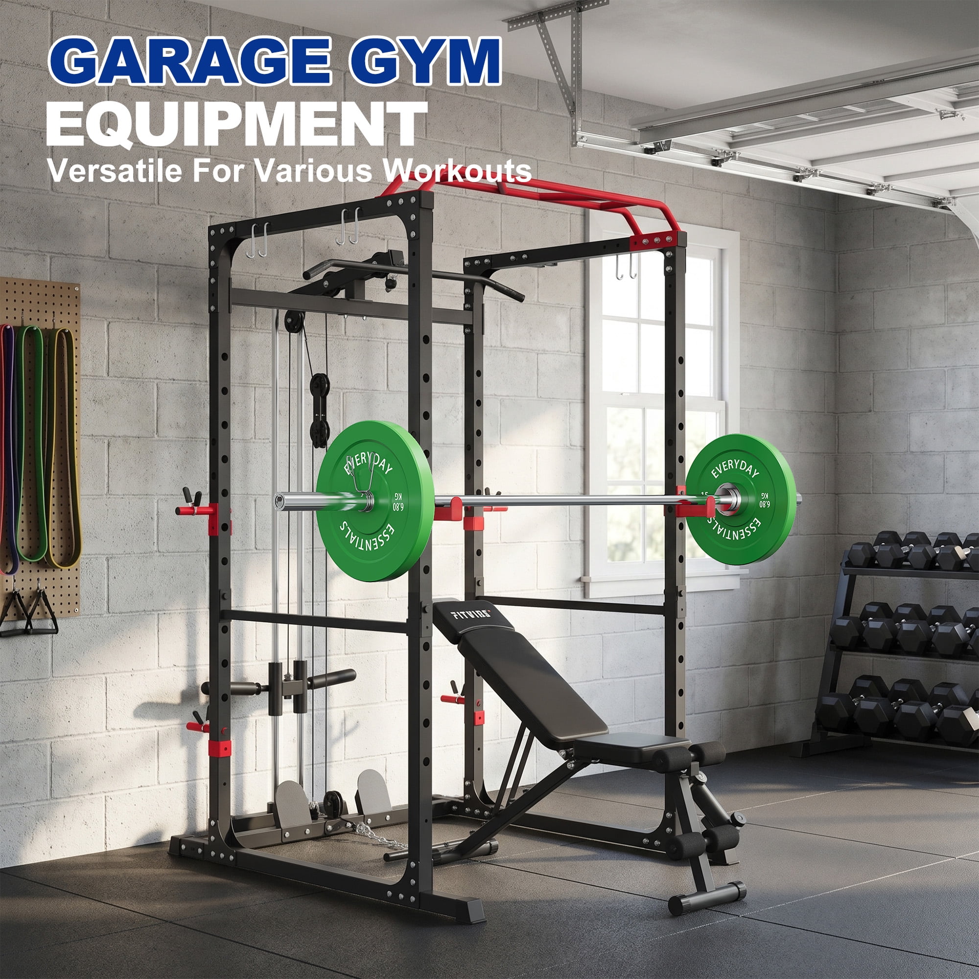 INTRTLOCKINGING TILES 100 LB Colored Bumper Plates Set, Olympic 2-Inch Rubber Weight Plates for Home Workouts, Weightlifting and Strength Training